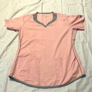 Pink and Gray Women's Scrub Top